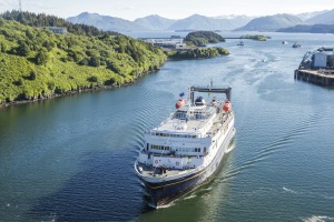 MV Tustumena arriving at Kodiak Island.