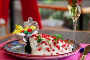 Chiles en nogada, a traditional festive dish, served at Azul's three restaurants in Mexico City, Mexico. The dish ...