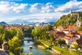 Cityscape of the Slovenian capital Ljubljana. 