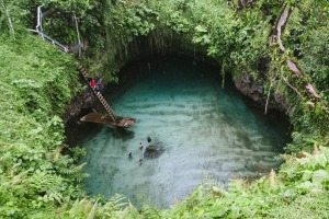 Taking a dip in the magnificent To Sua ocean trench.