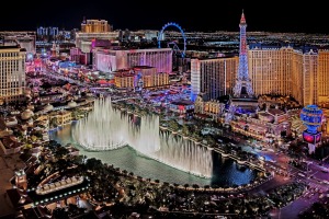 Las Vegas' Strip lit up at night.