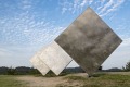 George Rickey's 'Three squares' art installation in Naoshima, Japan. 