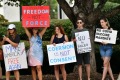 Anti-mandate protesters in North Carolina last year. But despite reputation of America's South, the states feel quite ...
